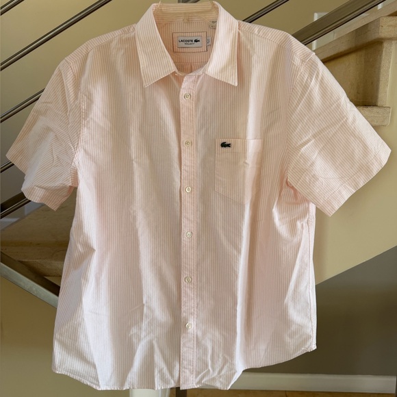 Lacoste Other - Lacoste Light Pink Pinstripe Short-Sleeve Button-Down Shirt